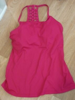 Women’s Hot Pink Halter Tank Top with Decorative Back
